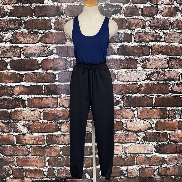 The Vanity Room Jumpsuit Sleeveless NWT Blue Black Size Small - Picture 3 of 14